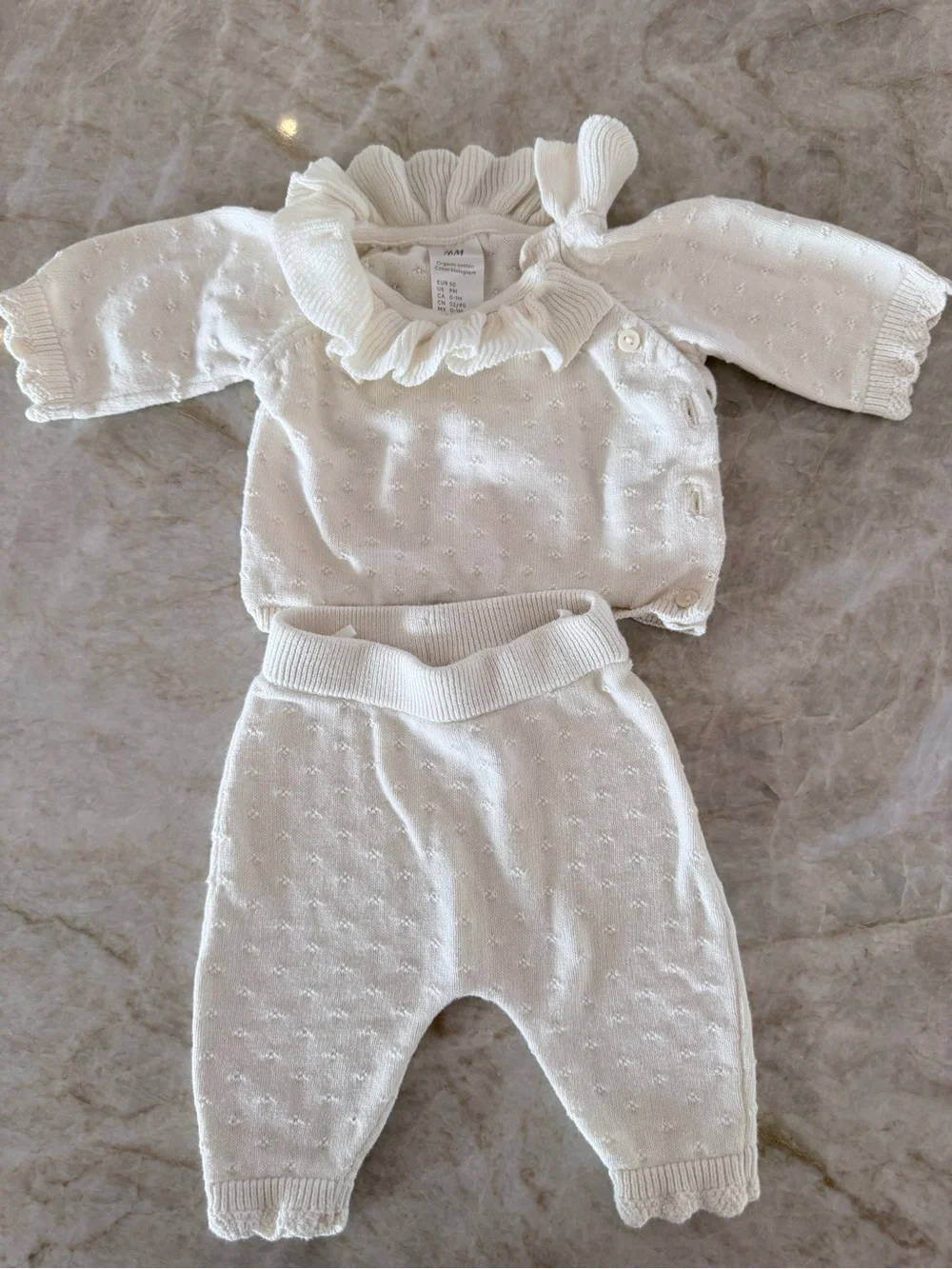 2-piece Pointelle-Knit Set - Cream - Premie